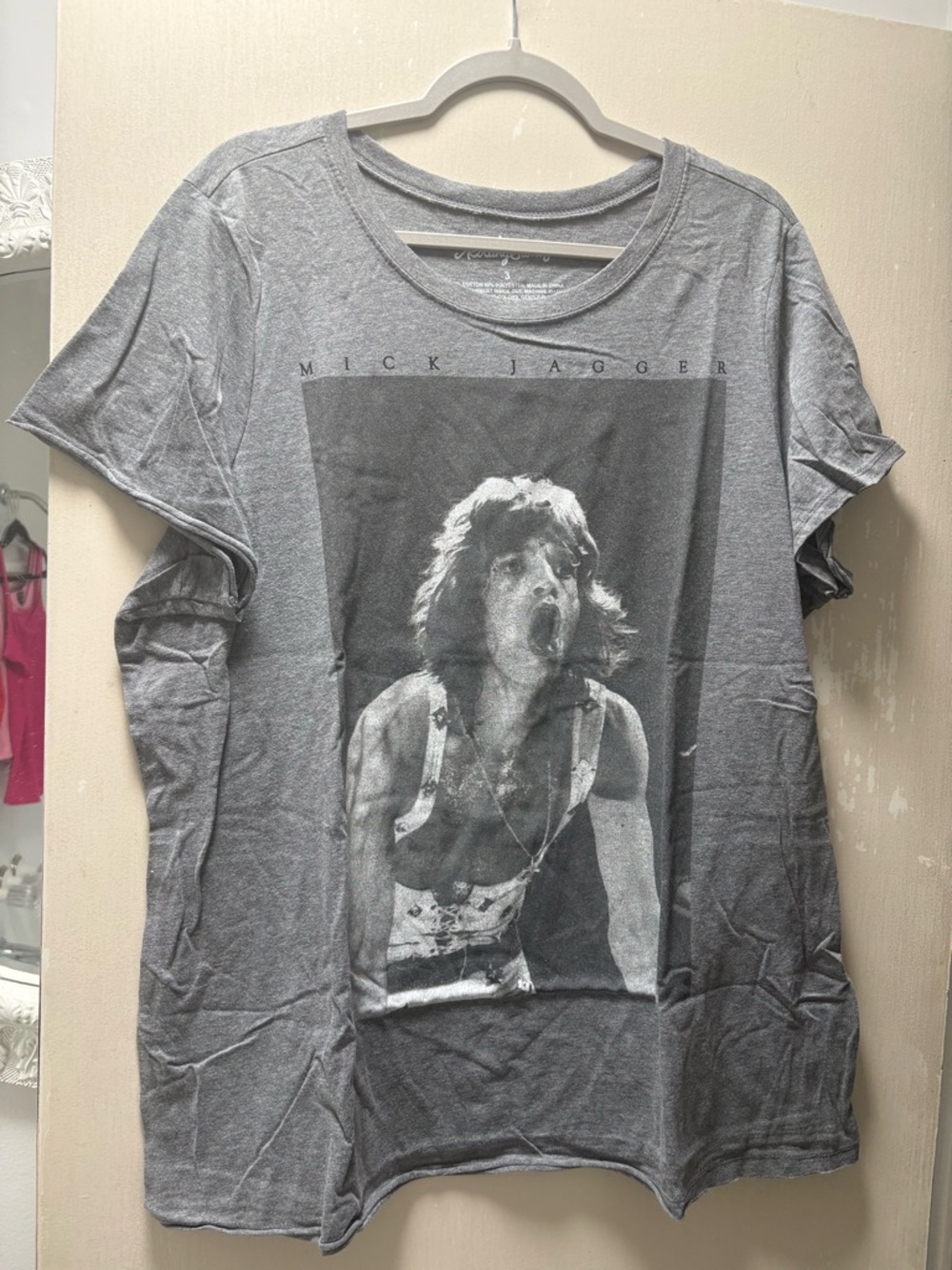 the Rolling Stones Gray Mick Jagger Graphic Short Sleeve Tee